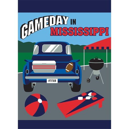 MAGNOLIA GARDEN FLAGS 13 x 18 in Game Day in Mississippi Garden Flag Navy  Red 1459